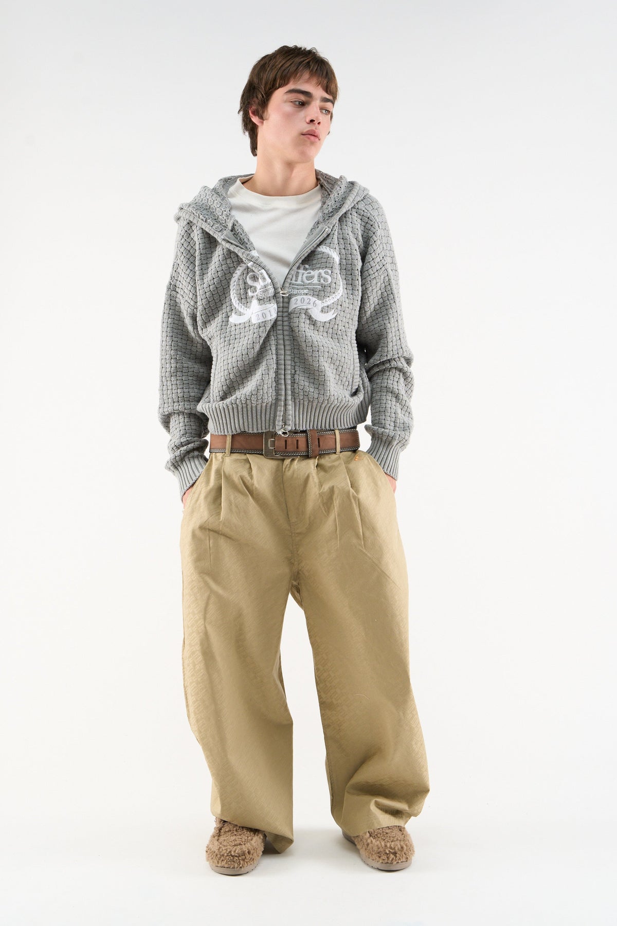 South Europe Light Grey Knit Zipper