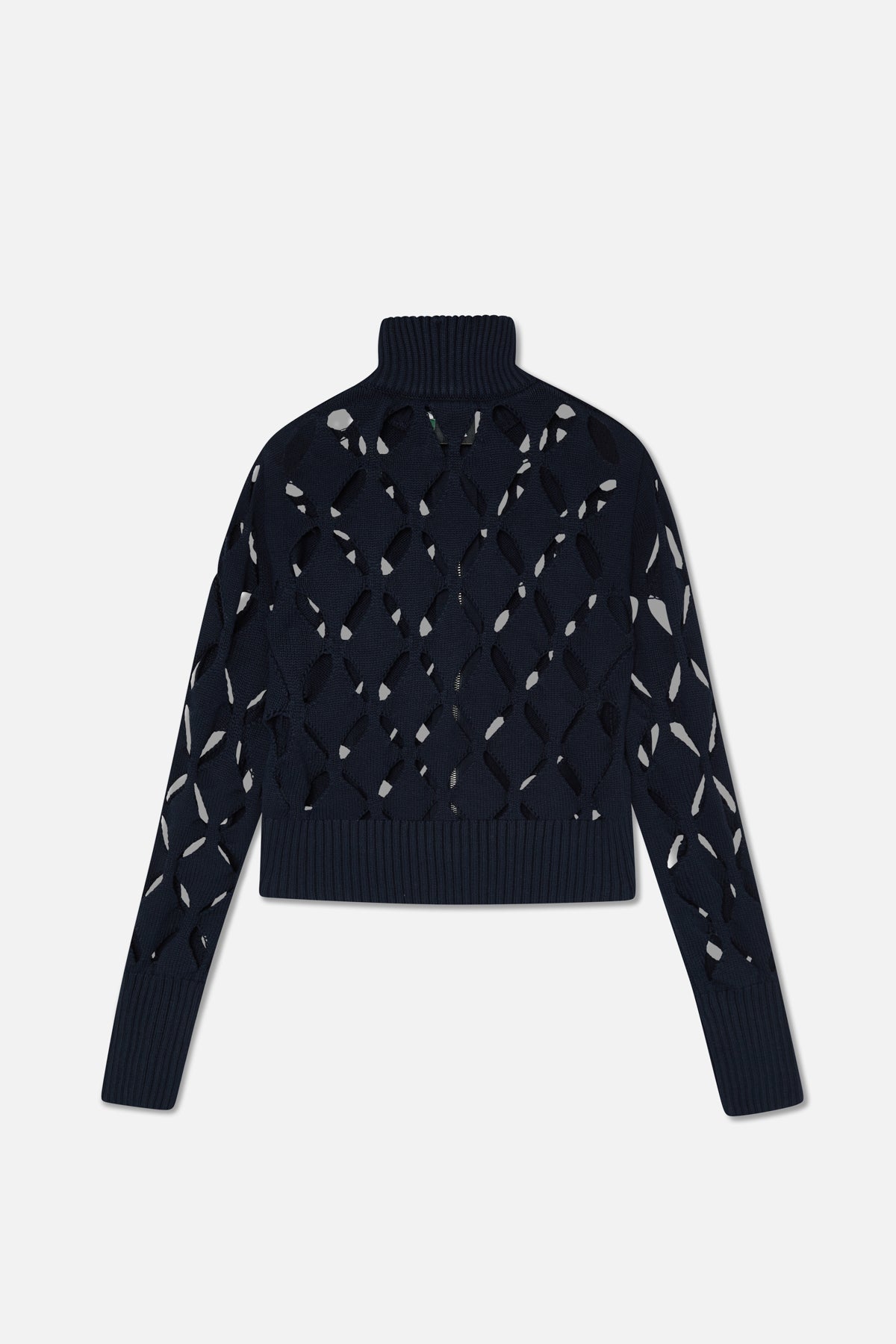 Cambodia Holes Navy Zipper Knit