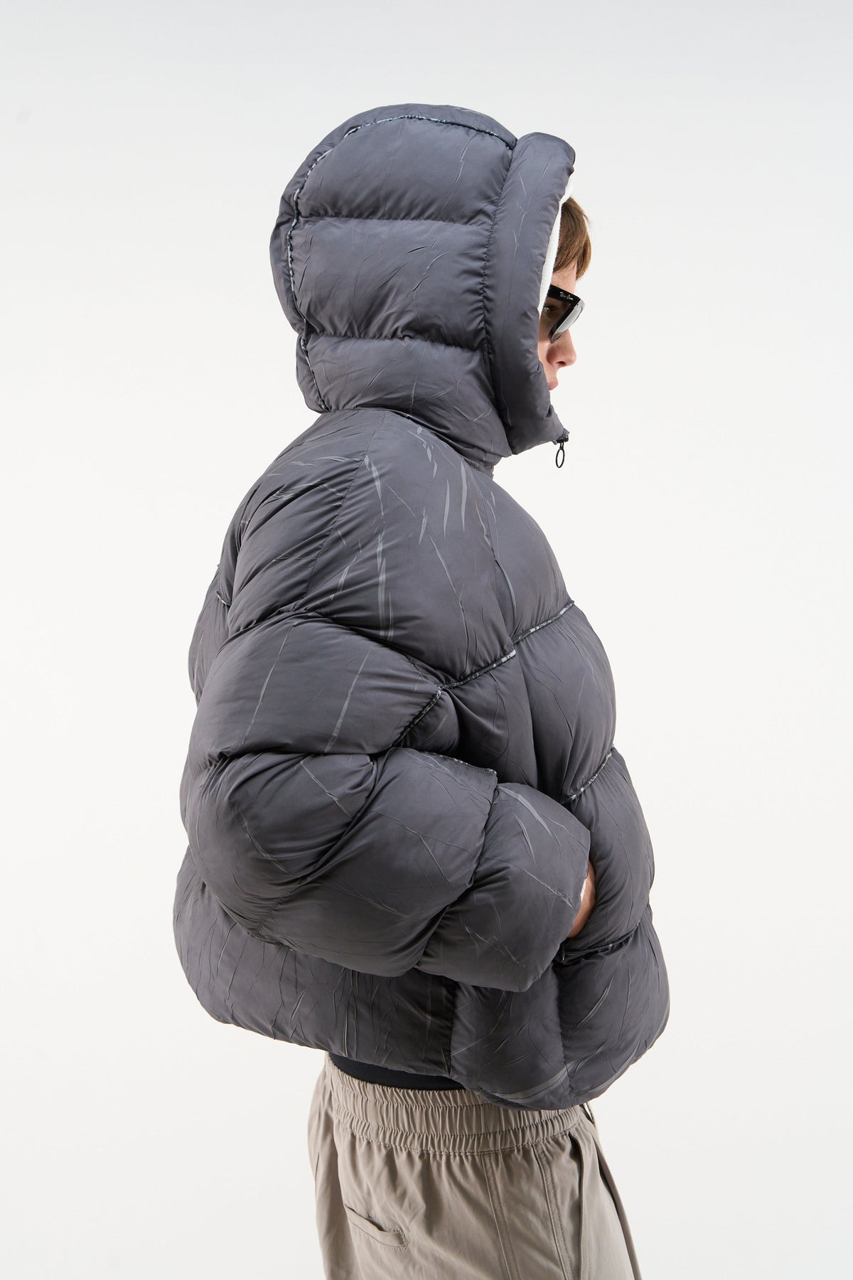 Marble Dark Grey Puffer Jacket