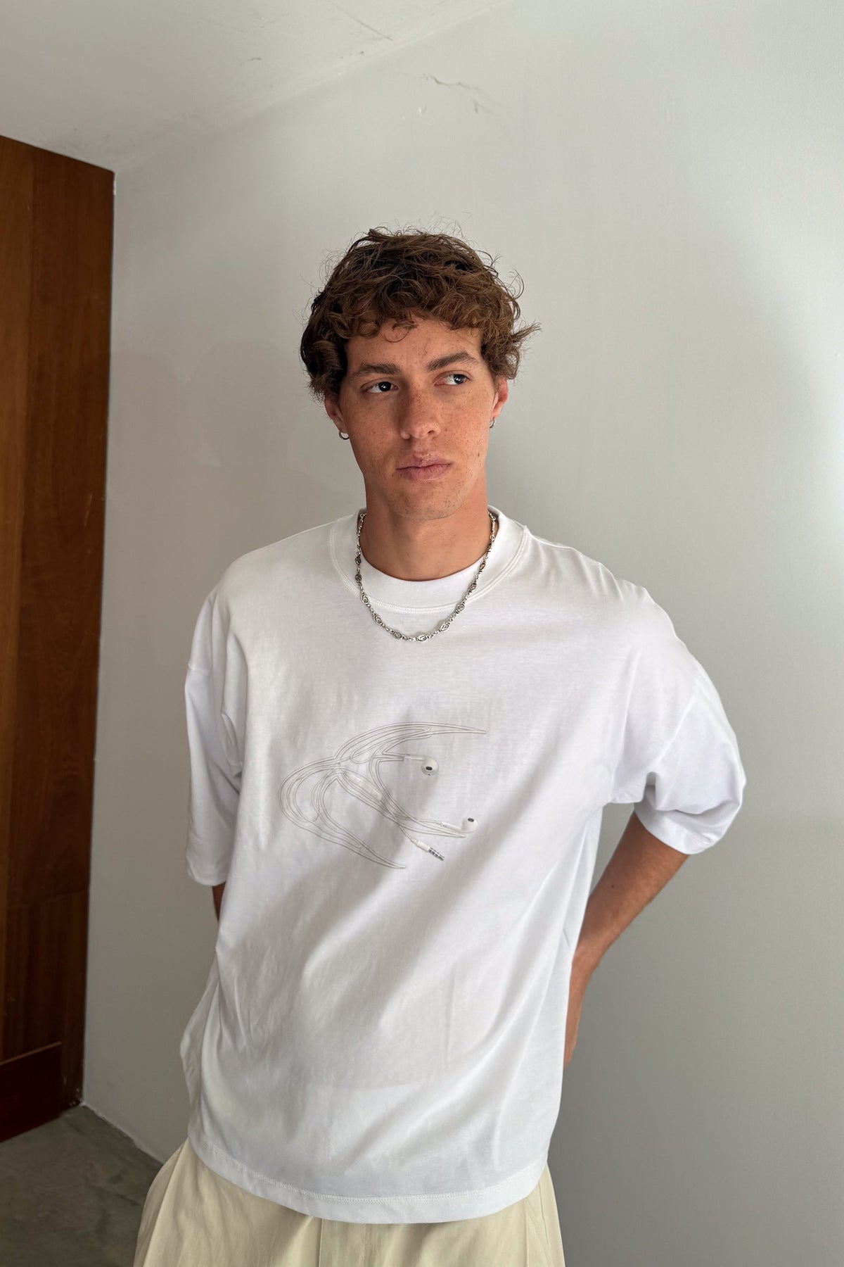 Earphones White T-Shirt