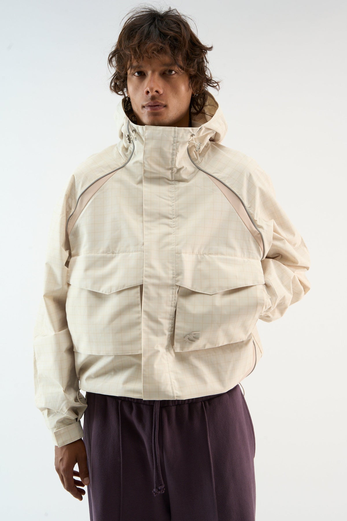 Checkered Ecru Essential Windbreaker