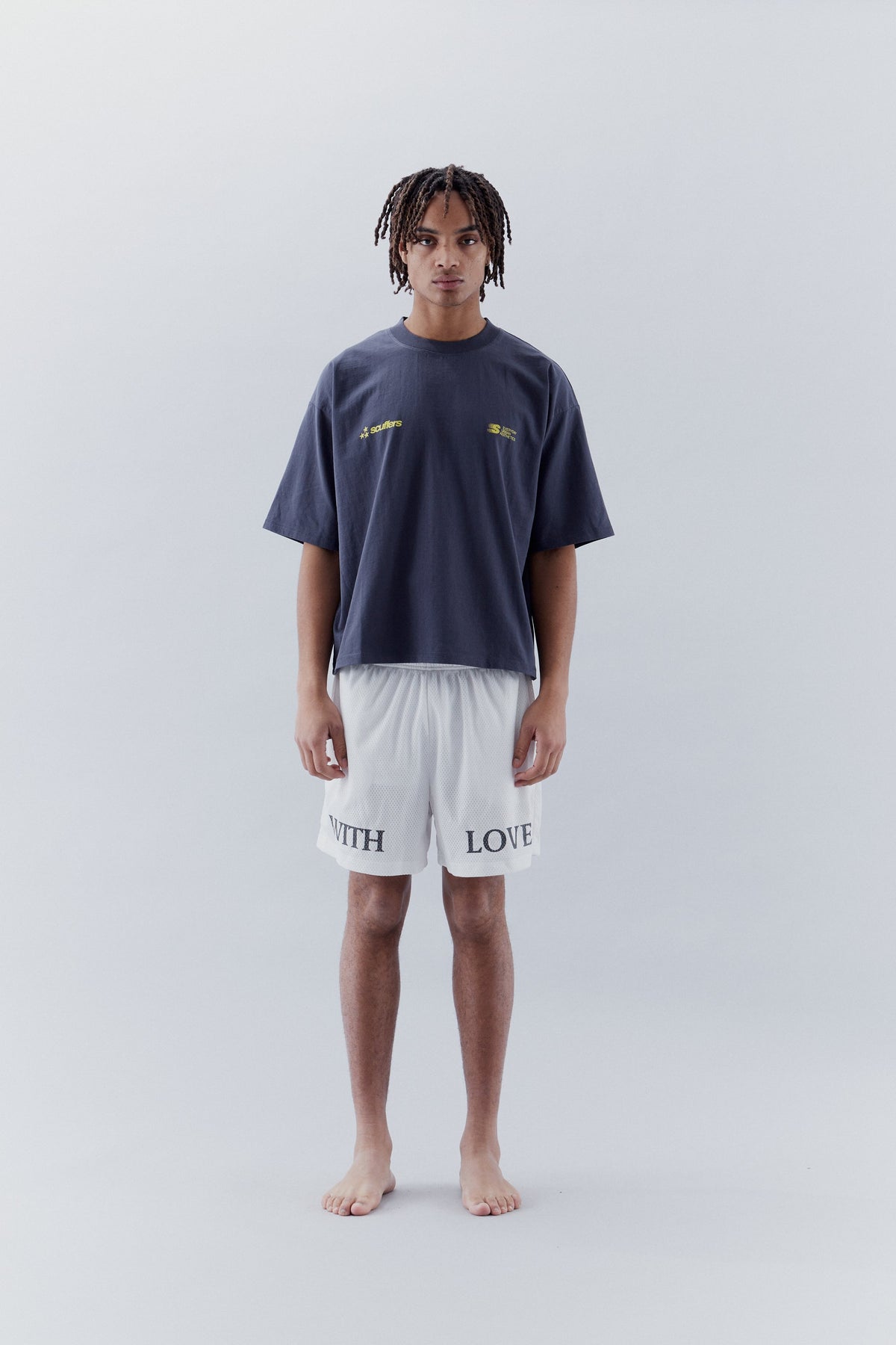 With Love Mesh White Shorts