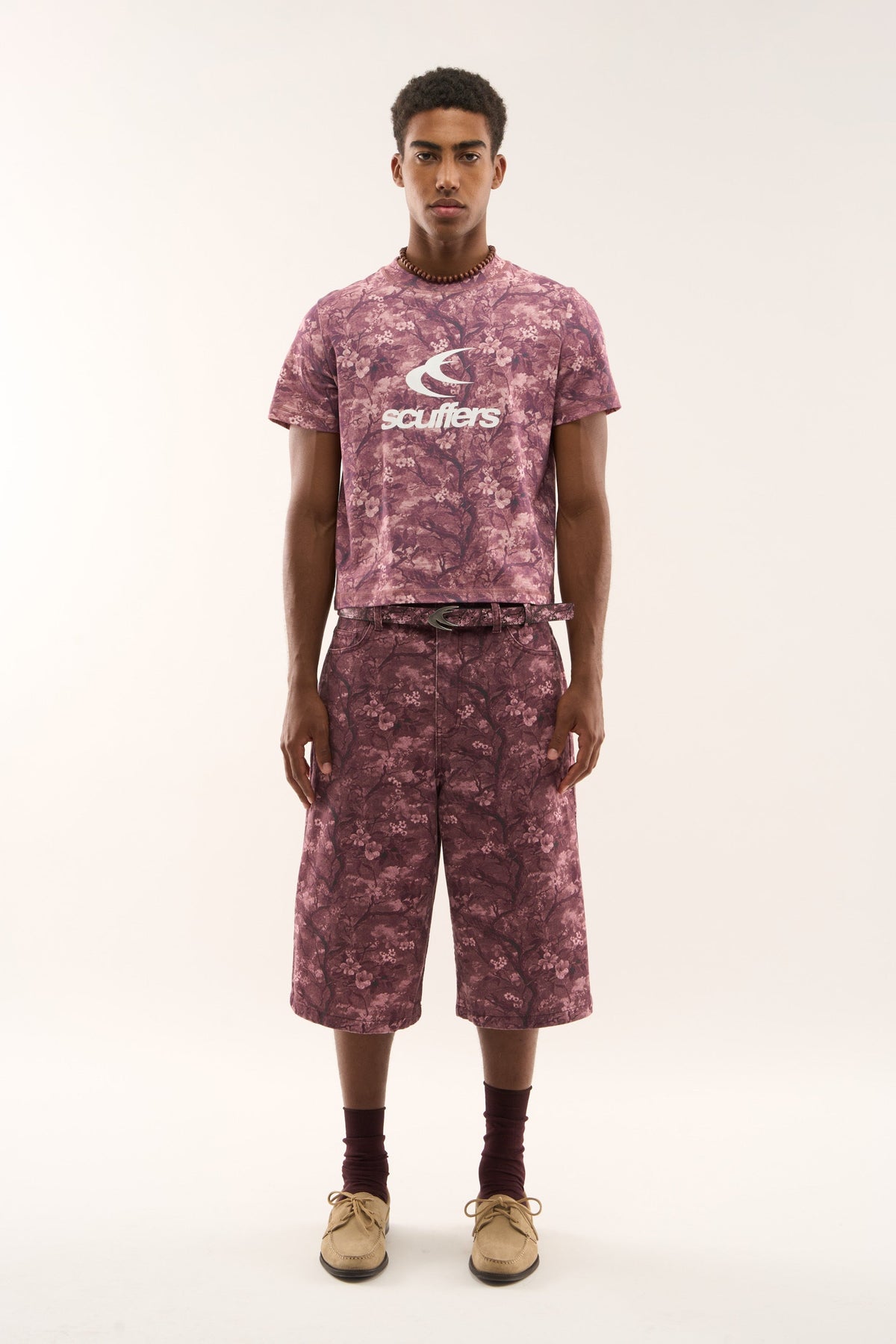 Real Flower Burgundy Fitted T-Shirt