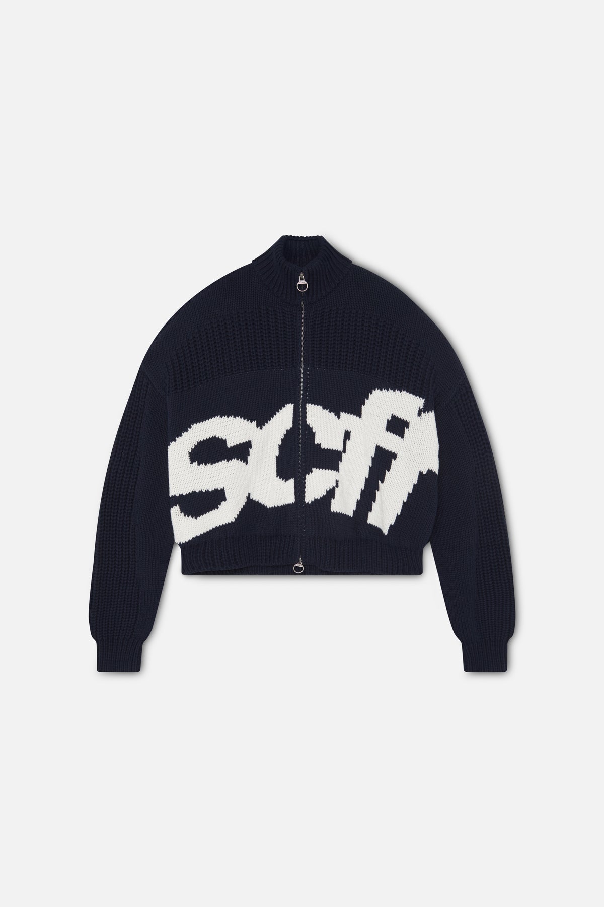 Scff Navy Knit Zipper